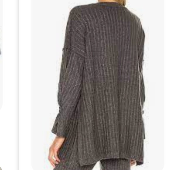 Free People Intimately Around the Clock Henley Pullover Charcoal Size L - Picture 2 of 11